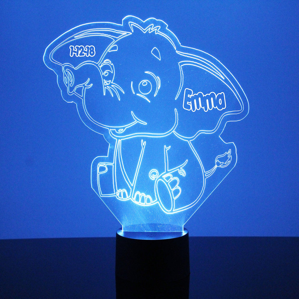 Baby Elephant Blue LED Night Light Lamp- Mirrormagicgifts.com