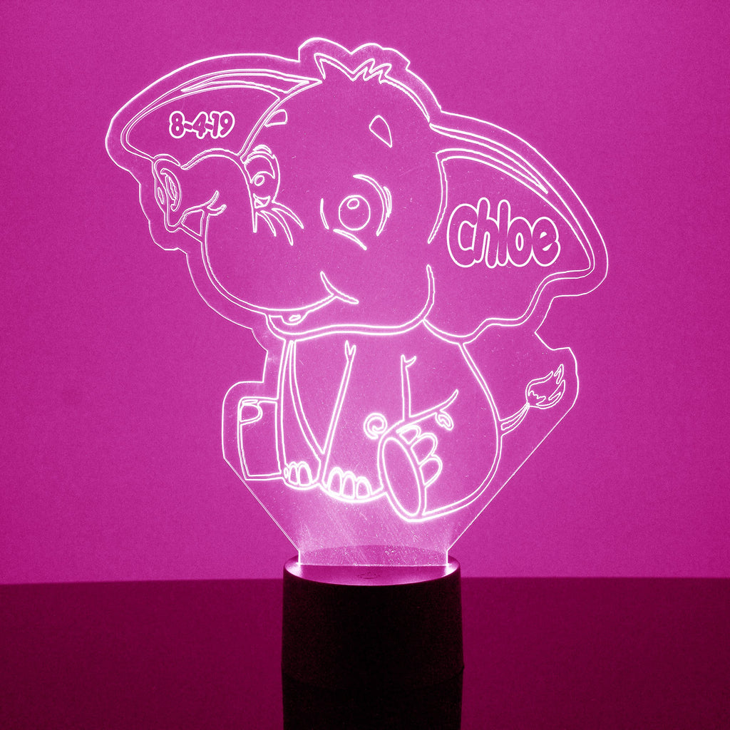 Baby Elephant Pink LED Night Light Lamp- Mirrormagicgifts.com