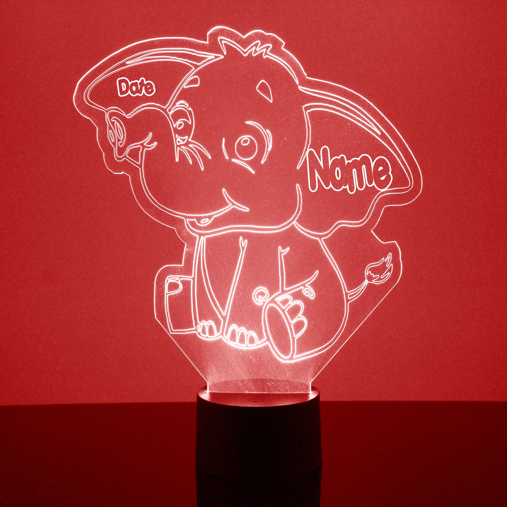 Baby Elephant Red LED Night Light Lamp- Mirrormagicgifts.com