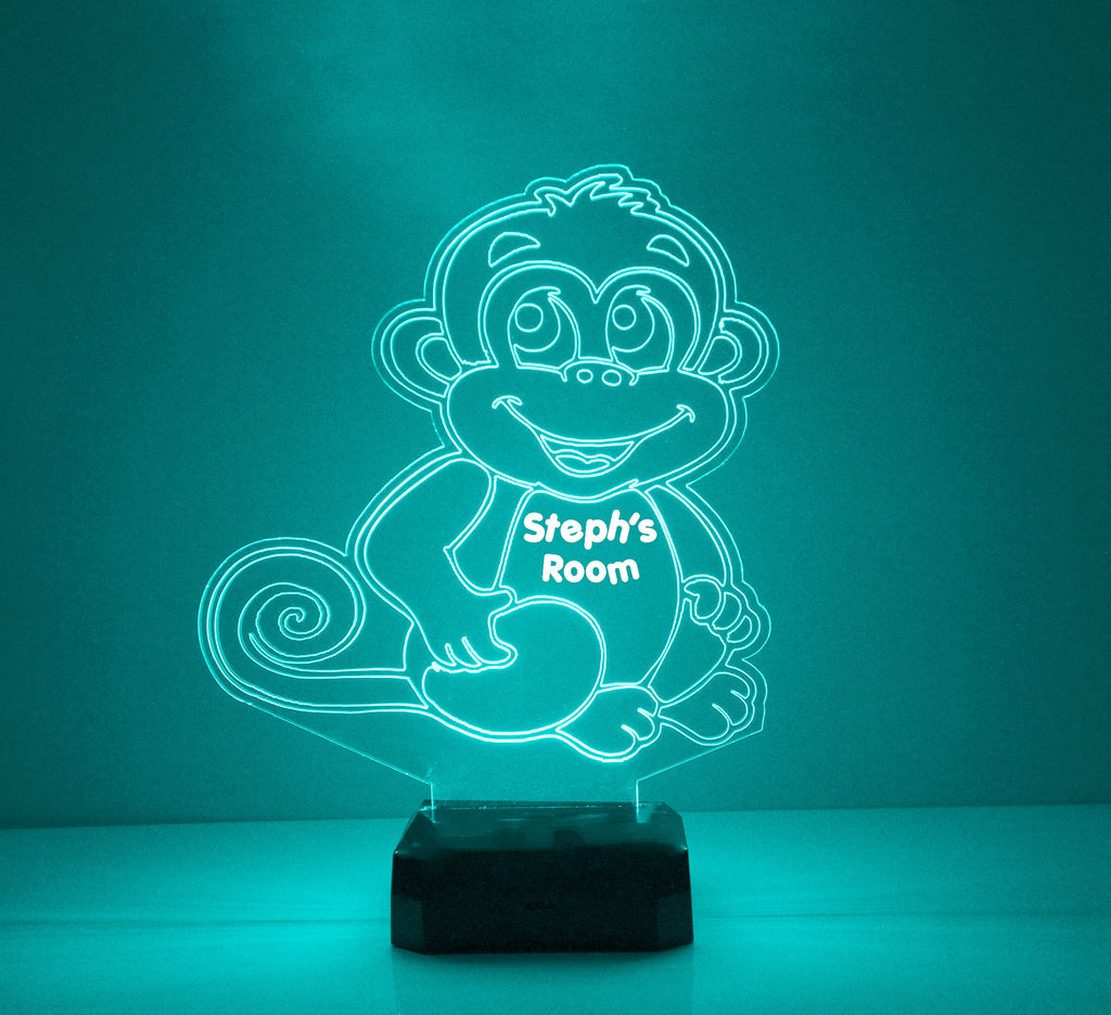 Handmade Cute Aqua Monkey Night Light Lamp - Mirrormagicgifts.com