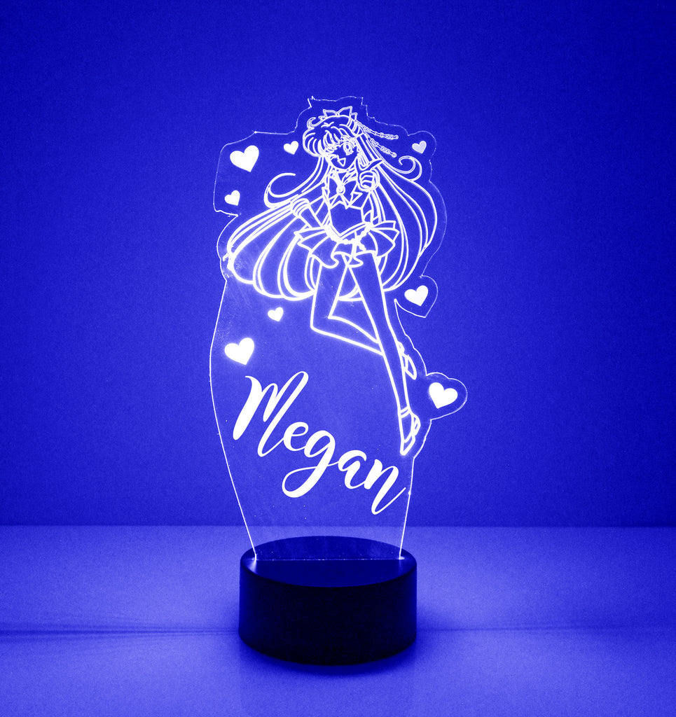 Blue Anime Personalized LED Night Lamp With Remote Control - Mirrormagicgifts.com