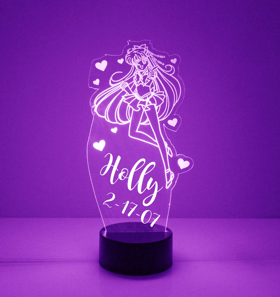 Purple Anime Personalized LED Night Lamp With Remote Control - Mirrormagicgifts.com