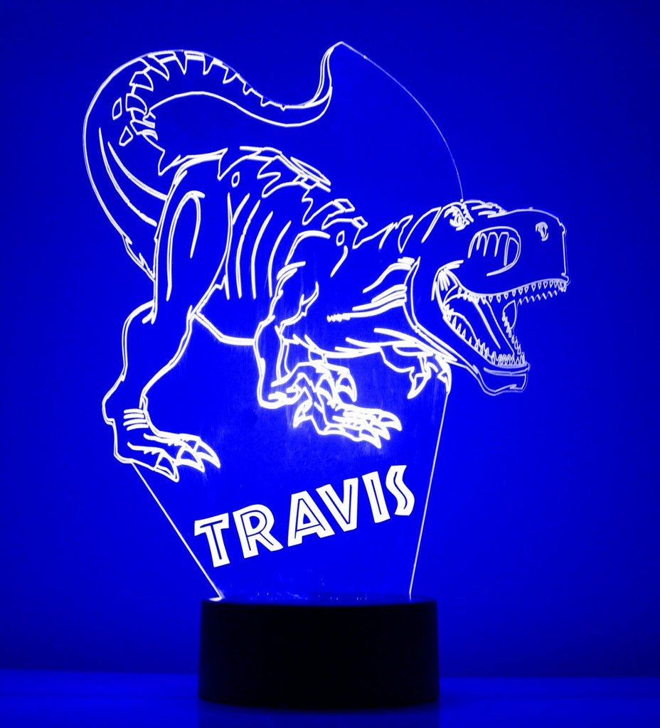 Dinosaur Blue Acrylic LED Night Light Lamp - Mirrormagicgifts.com