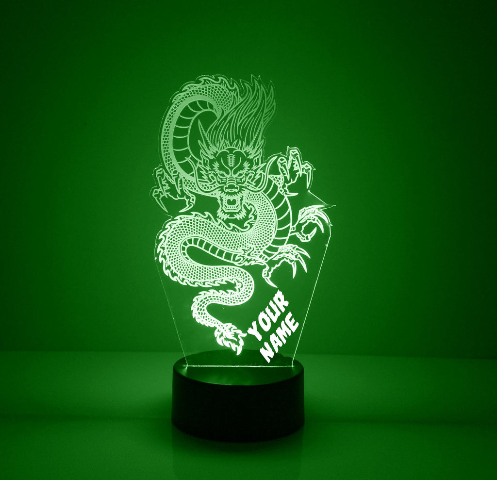 Custom Dragon Green LED Night Light Lamp - Mirrormagicgifts.com
