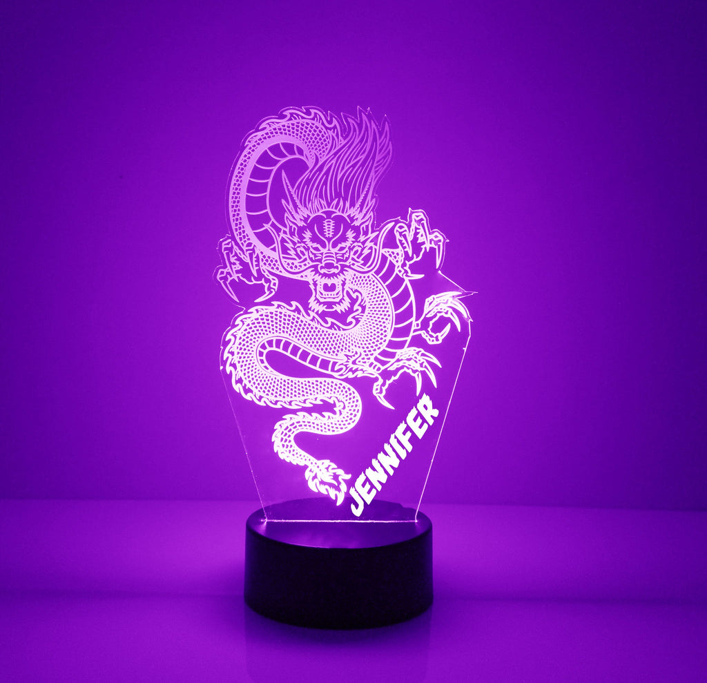 Custom Dragon Purple LED Night Light Lamp - Mirrormagicgifts.com