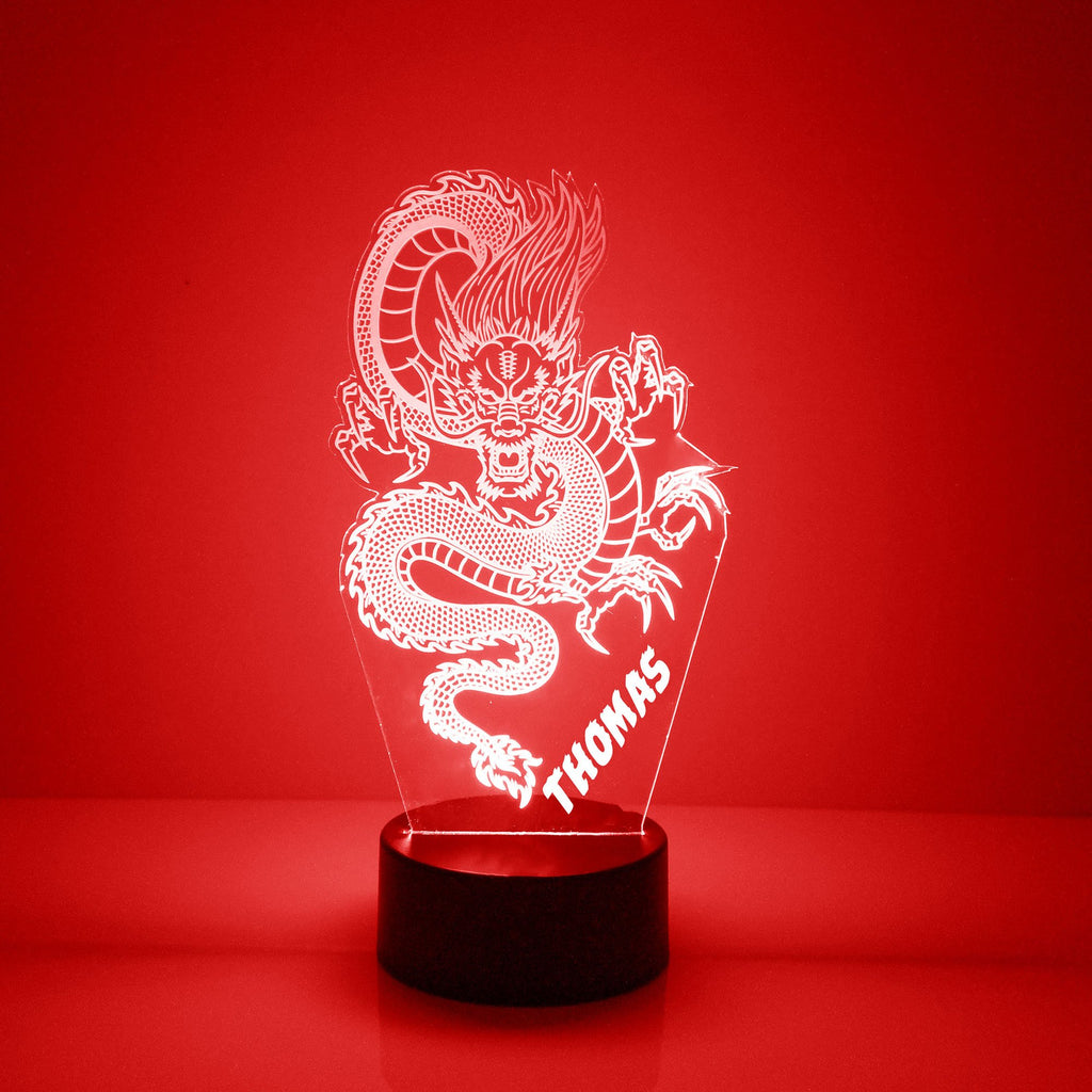 Custom Dragon Red LED Night Light Lamp - Mirrormagicgifts.com