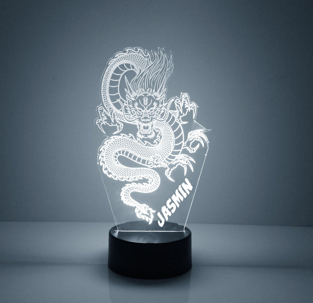 Custom Dragon White LED Night Light Lamp - Mirrormagicgifts.com