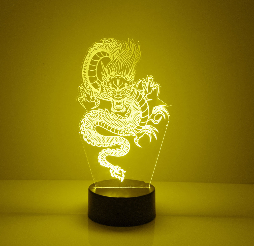 Custom Dragon Yellow LED Night Light Lamp - Mirrormagicgifts.com
