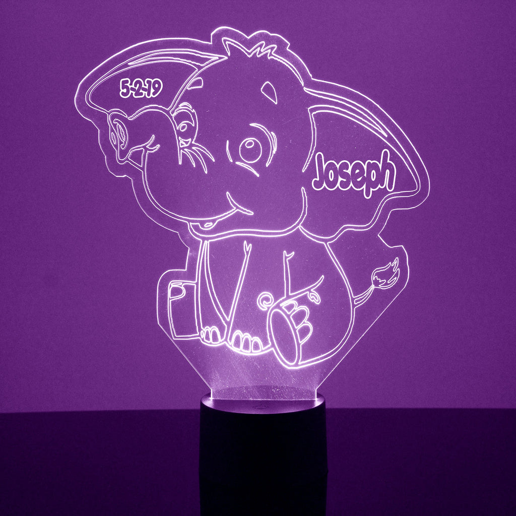 Baby Elephant Purple LED Night Light Lamp- Mirrormagicgifts.com