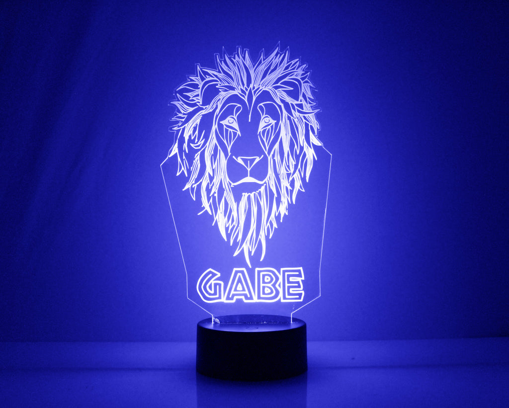 Lion Blue LED Night Light Lamp - Mirrormagicgifts.com