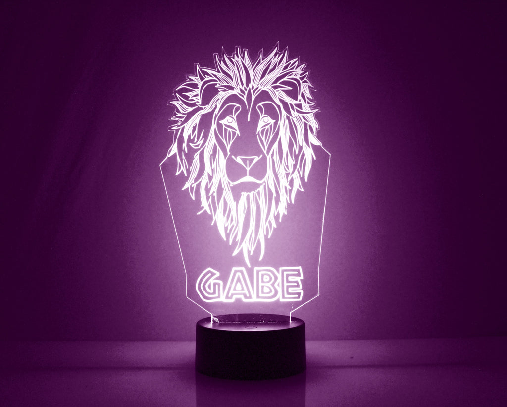 Lion Purple LED Night Light Lamp - Mirrormagicgifts.com