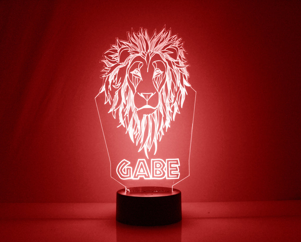 Lion Red LED Night Light Lamp - Mirrormagicgifts.com