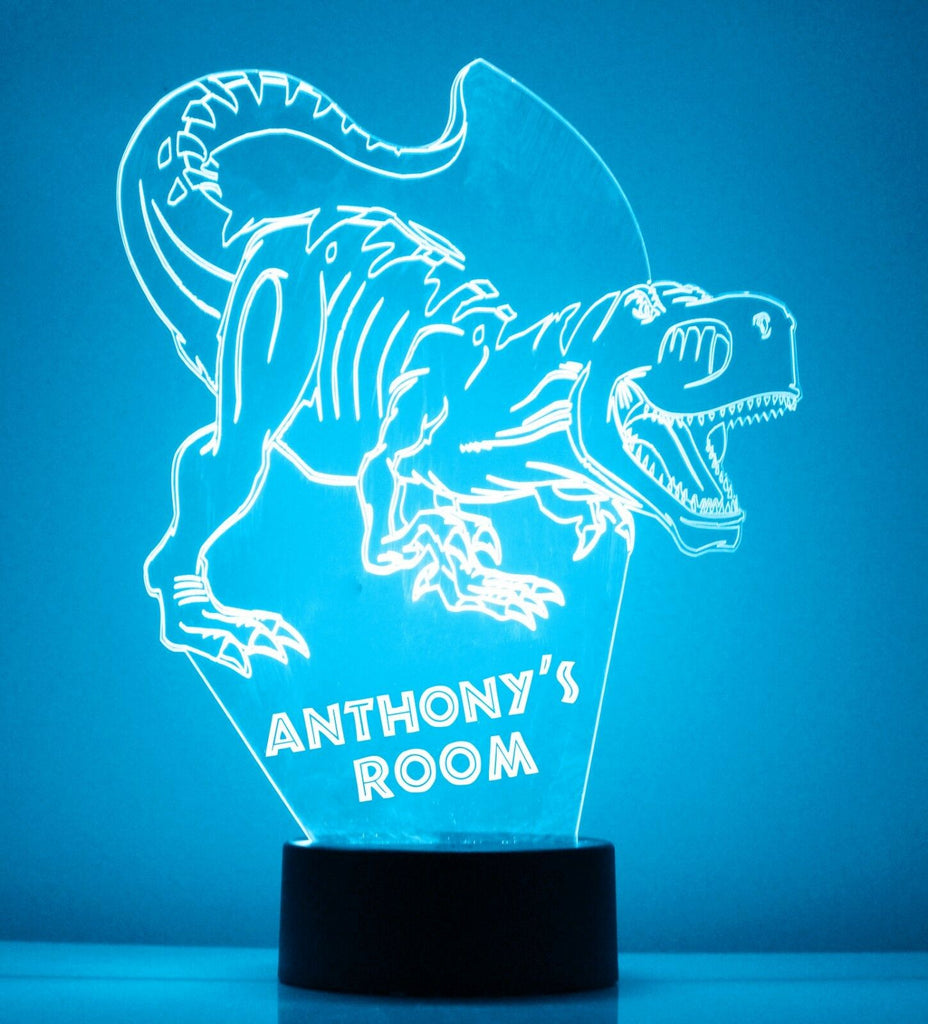 Dinosaur Light Blue Acrylic LED Night Light Lamp - Mirrormagicgifts.com
