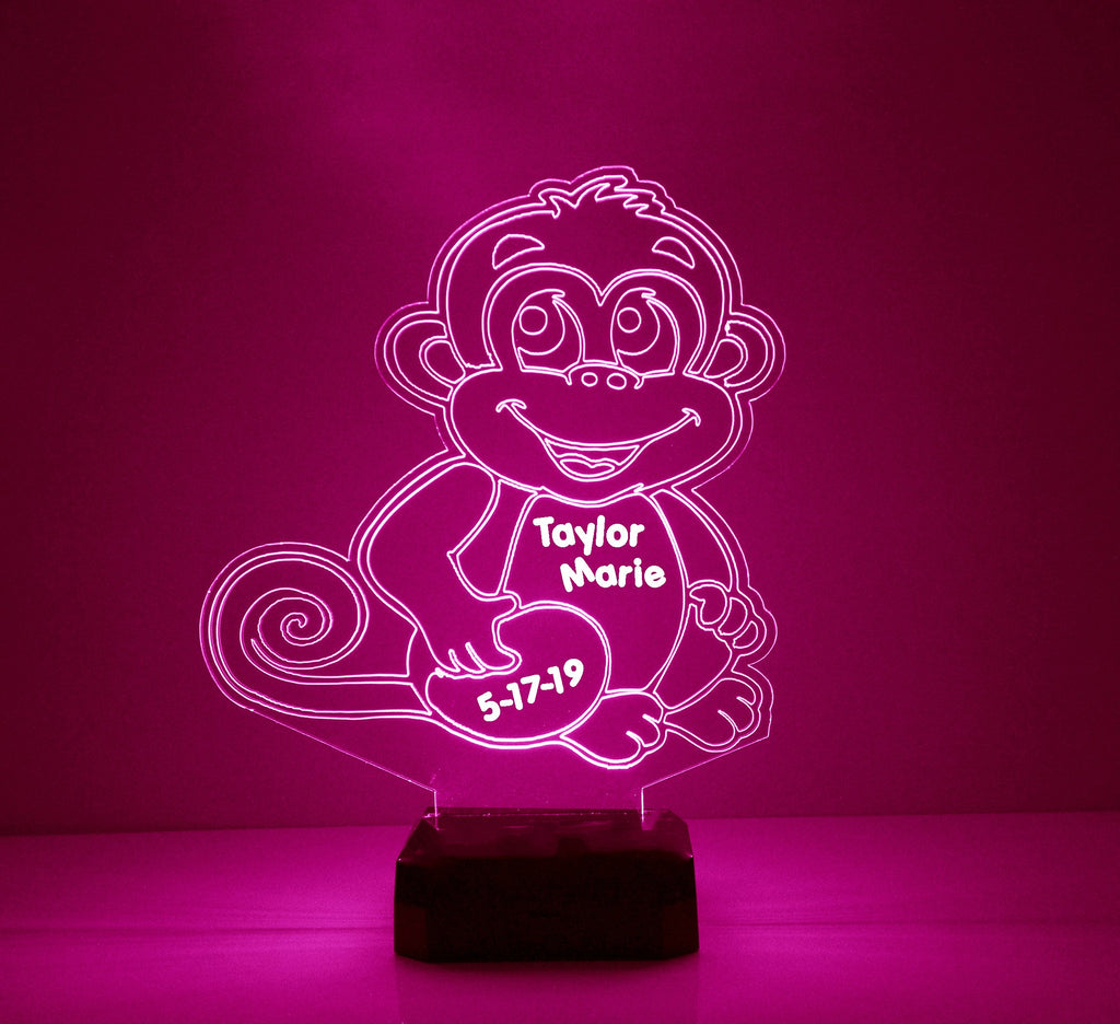 Handmade Cute Monkey Pink Night Light Lamp - Mirrormagicgifts.com