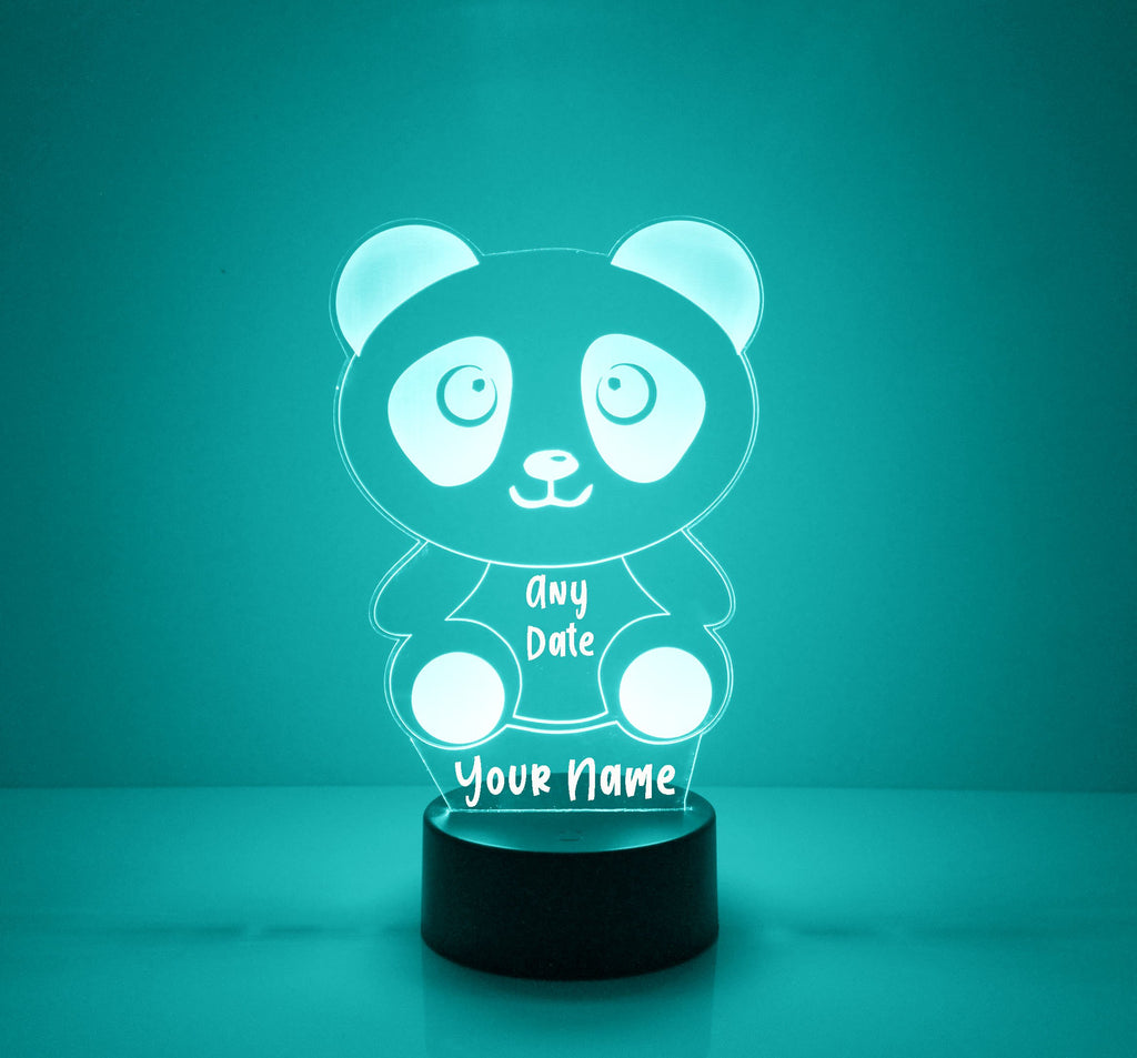 Custom Panda Bear Aqua LED Night Light Lamp - Mirrormagicgifts.com