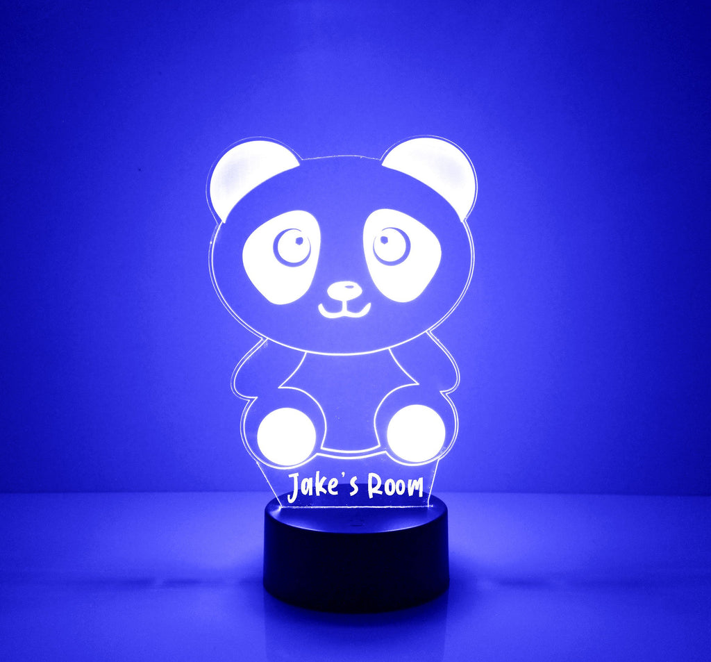 Custom Panda Bear Blue LED Night Light Lamp - Mirrormagicgifts.com