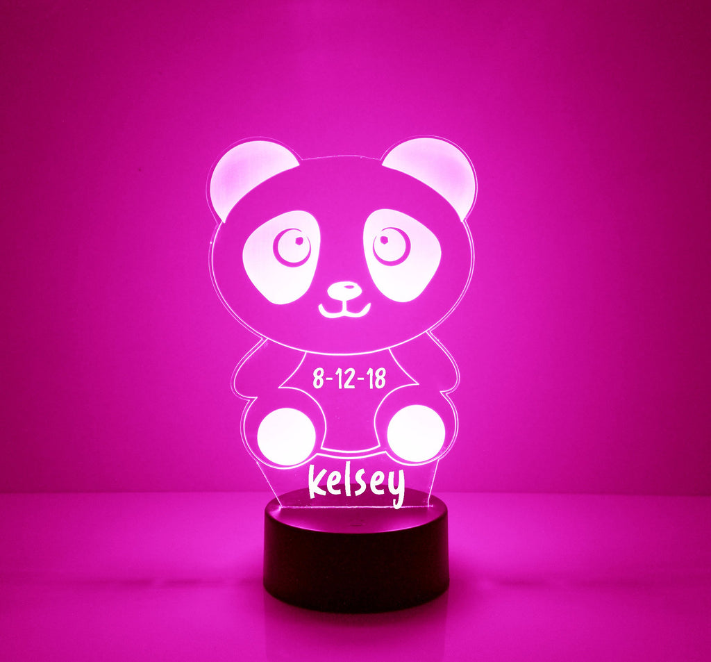Custom Panda Bear Pink LED Night Light Lamp - Mirrormagicgifts.com