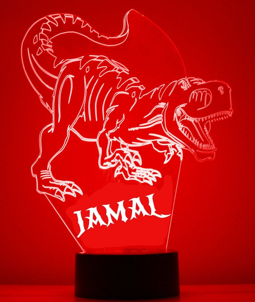 Dinosaur Red Acrylic LED Night Light Lamp - Mirrormagicgifts.com