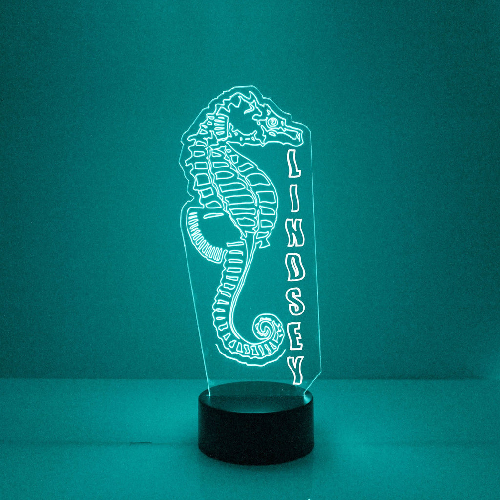 Seahorse Acrylic Aqua LED Night Light Lamp - Mirrormagicgifts.com