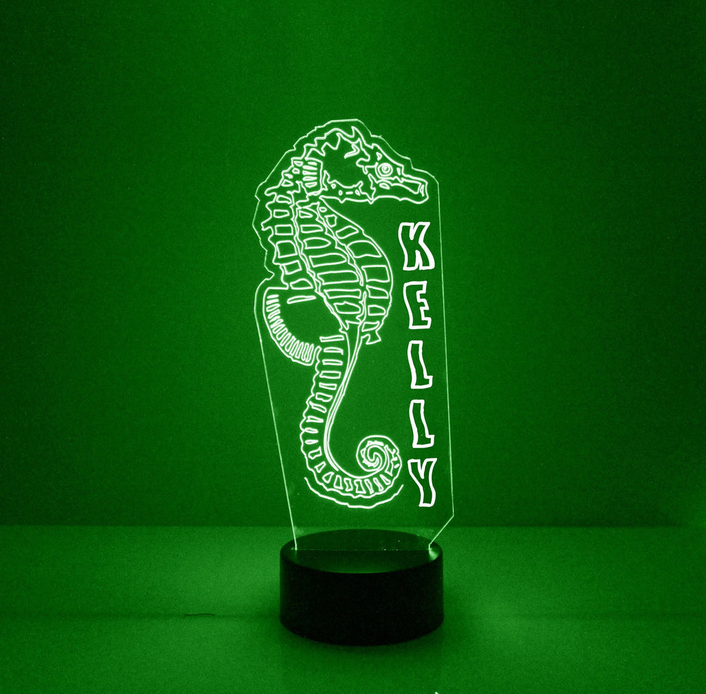 Seahorse Green Acrylic LED Night Light Lamp - Mirrormagicgifts.com