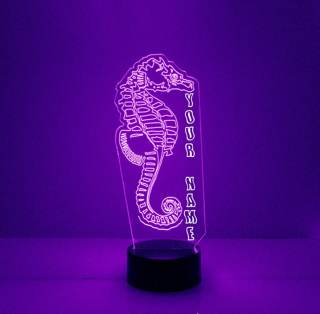 Seahorse Purple Acrylic LED Night Light Lamp - Mirrormagicgifts.com
