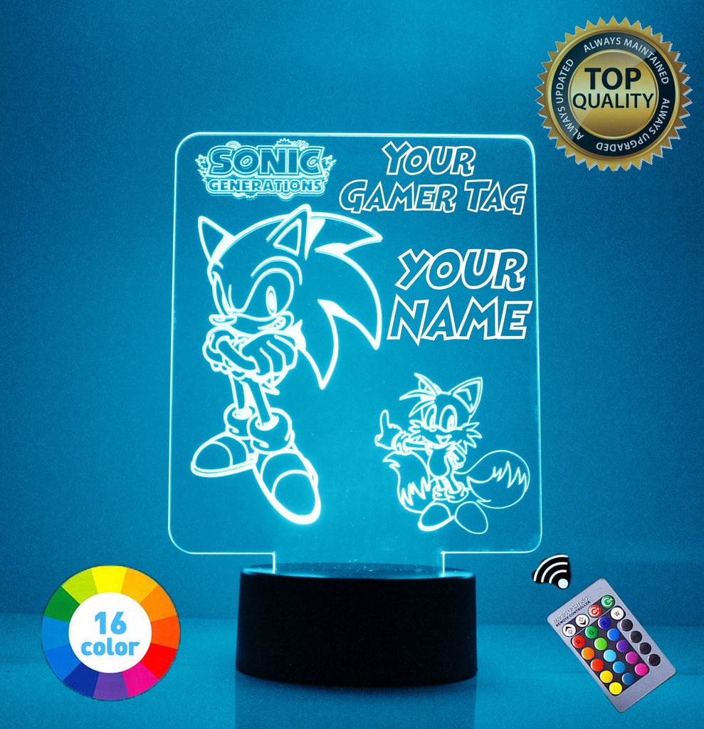 Sonic Lite Blue Classic Arcade Game multi colored LED light - Mirrormagicgifts.com