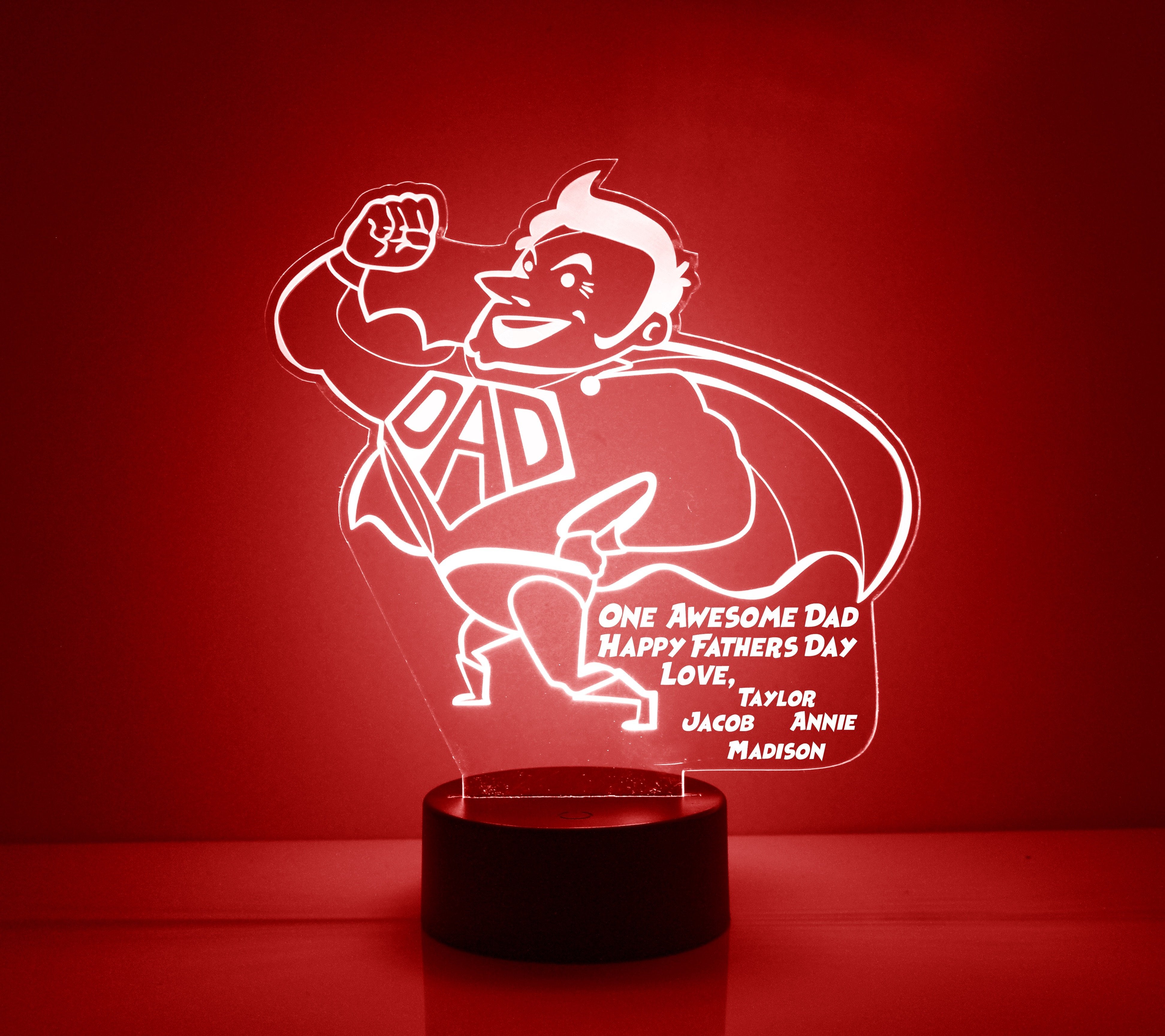 Super Dad Night Light, Personalized Free, LED Night Lamp, With Remote