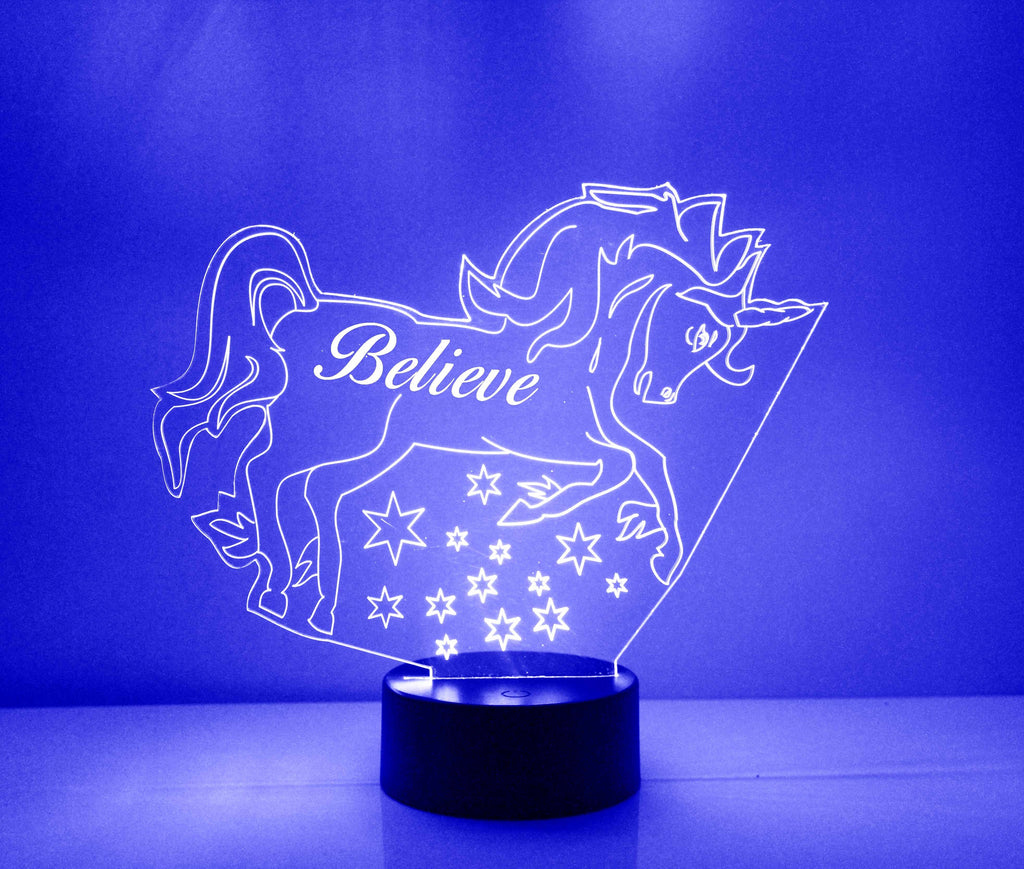 Unicorn Blue LED Night Light Lamp - Mirrormagicgifts.com