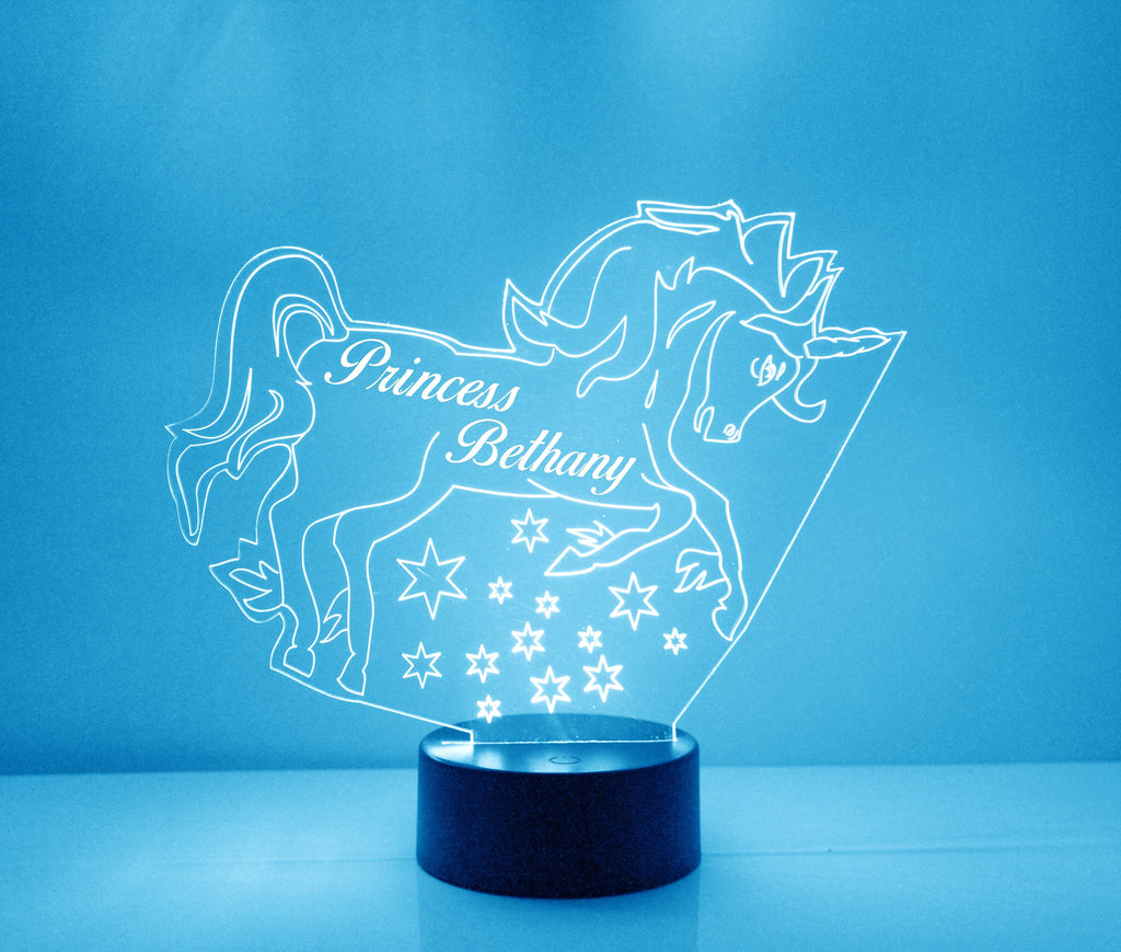 Unicorn Lite Blue LED Night Light Lamp - Mirrormagicgifts.com