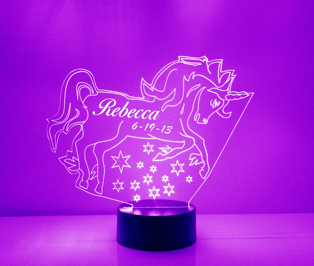 Unicorn Purple LED Night Light Lamp - Mirrormagicgifts.com