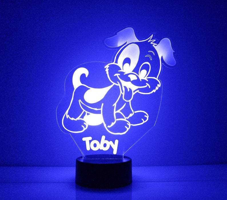 Cute Puppy Blue LED Night Light Lamp - Mirrormagicgifts.com