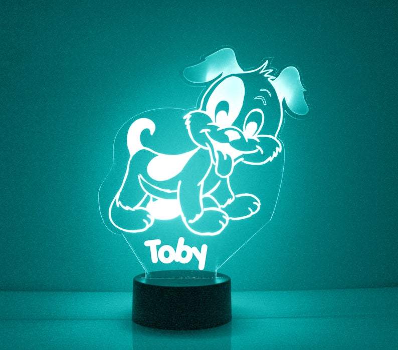 Cute Puppy Aqua LED Night Light Lamp - Mirrormagicgifts.com