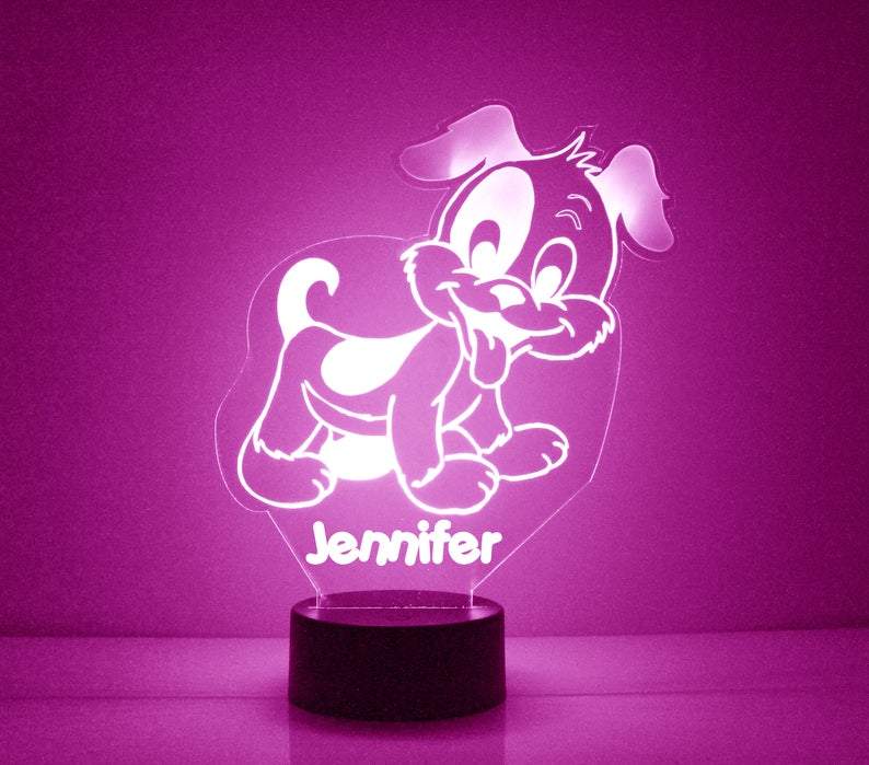 Cute Puppy Pink LED Night Light Lamp - Mirrormagicgifts.com