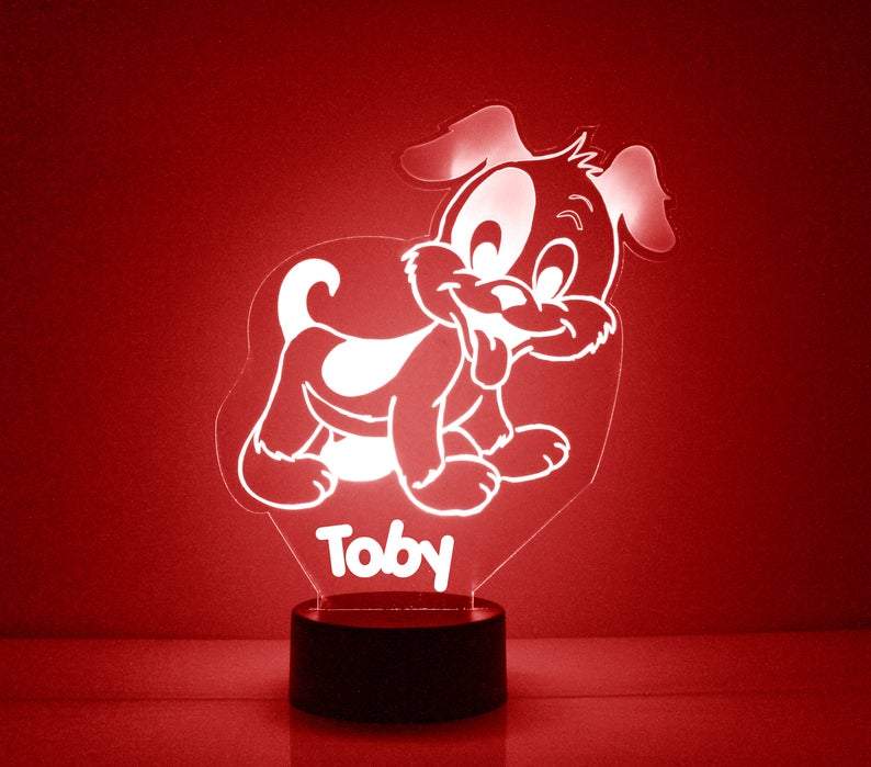 Cute Puppy Red LED Night Light Lamp - Mirrormagicgifts.com